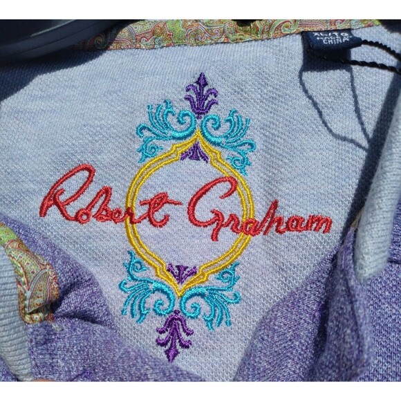 Robert Graham Knowledge Wisdom Truth Polo Shirt Heathered Light Purple Men Sz-XL - Picture 6 of 9